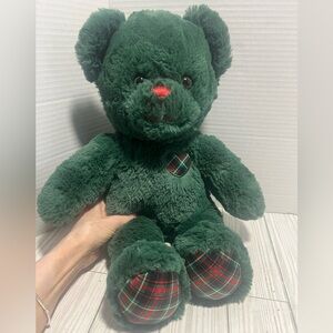 BUILD A BEAR GREEN BEAR WITH PLAID HEART, PAW PADS ONLINE EXCLUSIVE